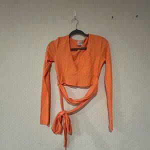 Urban Outfitters Peach Edith Fleece Wrap Top